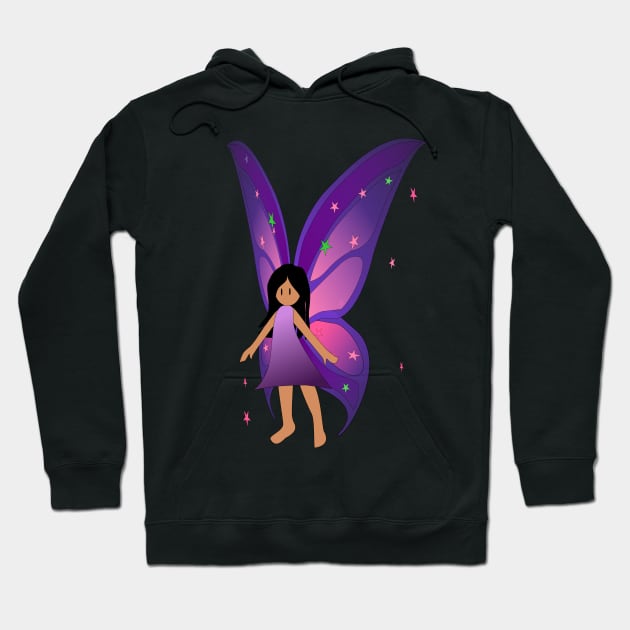 Fairy with Purple wings and long dark hair Hoodie by Nutmegfairy